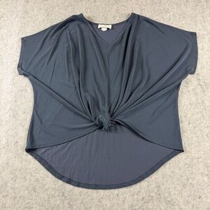 LAVENDER FIELD WOMEN'S BLUE GRAY TWIST FRONT SHIRT SLEEVE TEE/BLOUSE SIZE MEDIUM